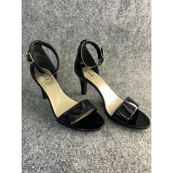 Ana a New Approach Shoes Women's 8M Black Patent Leather Open Toe Heels - Picture 11 of 16